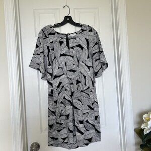 LOFT Romper, Banana Leaf Pattern, Black and White 12 Petites